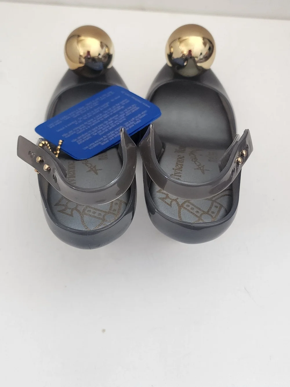 Vivienne Westwood Gray Slingback Pumps with Gold Orb Accent